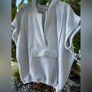 Free People Beach Leon Hoodie Light Grey Terry Cloth Swim Cover-up